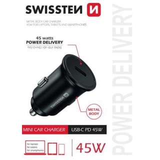 Swissten 45W PD Metāla Automašīnas Lādētāja Adapteris USB-C