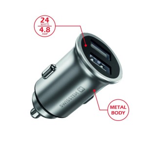 Swissten Metal Премиум Автомобильная зарядка 2 x USB / 4.8A