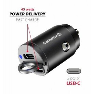 Swissten Nano PD Universal Car Charger 2x USB-C 45W