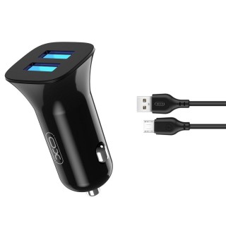 XO TZ10 Car charger 2x USB 2.4A + microUSB cable