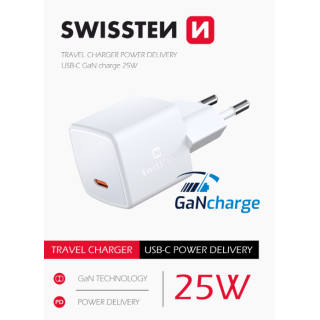 Swissten GaN Mini Travel Charger USB-C 25W PD