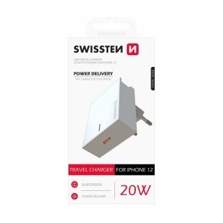 Swissten Premium 20W Tīkla Lādētājs priekš visiem Apple iPhone 12 / 13 / 14 sērijas modeļiem
