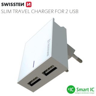 Swissten Premium Tīkla Lādētājs 2x USB 3А / 15W Ar Lightning vadu 1.2m