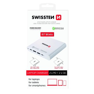Swissten Tīkla Lādētājs Piezīmjdatoru un MacBook uzlādēšanai / 87W / PD3.0 / QC3.0 / PPS