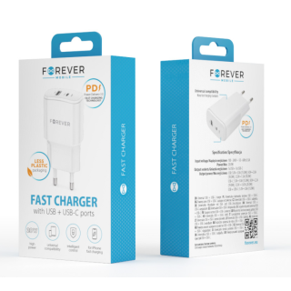 Forever TC-01-20AC Charger PD / QC / USB-C / 1USB / 20W