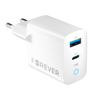 Forever TC-06 GaN Lādētājs PD / QC / 1x USB-C / 1x USB / 20W