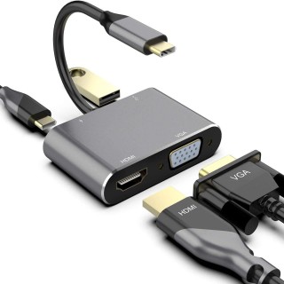 RoGer USB-C Multimedia Adapter HDMI 4K@30Hz / VGA 1080p / USB 3.0 / USB-C PD