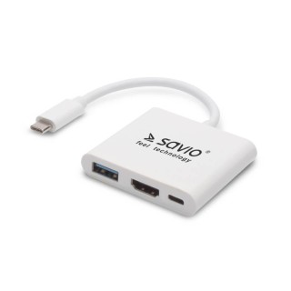 Savio Multimedia Adapter Type-C to HDMI (4K @ 30Hz, 1080P @ 60Hz) + USB 3.0