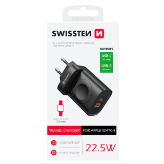 Swissten Travel Tīkla Lādētājs USB-A / USB-C / iWatch
