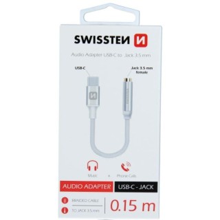 Swissten USB-C to Jack 3.5mm Audio Adapter for phones 15 cm