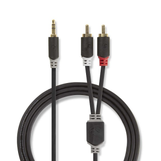 Nedis Aux Audio Cable 3.5 mm -> 2x RCA 1m Black