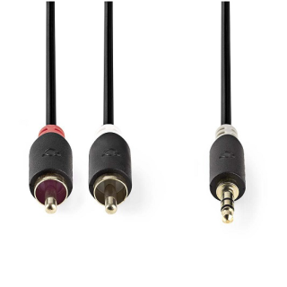 Nedis Aux Audio Cable 3.5 mm -> 2x RCA 0.5m Black