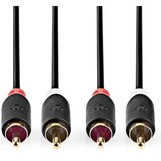 Nedis Audio Cable 2x  RCA -> 2 x RCA 3m Black