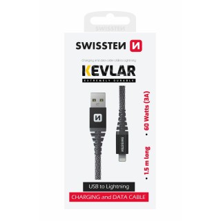 Swissten Kevlar Data Cable USB / Lightning 1.5m / 60w