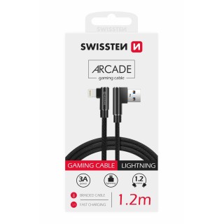 Swissten Pītais L Tipa Universāls Quick Charge 3.1 USB uz Lightning Datu un Uzlādes Kabelis 1.2m