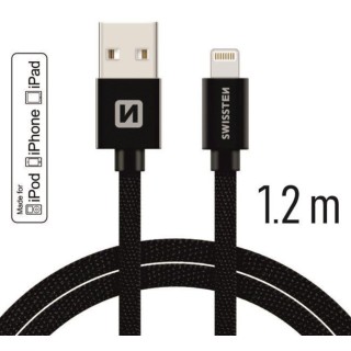 Swissten MFI Textile Fast Charge 3A Lightning Data and Charging Cable 1.2m