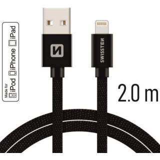 Swissten MFI Textile Fast Charge 3A Lightning Data and Charging Cable 2.0m