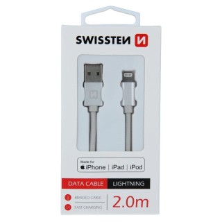 Swissten MFI Textile Fast Charge 3A Lightning Data and Charging Cable 2m