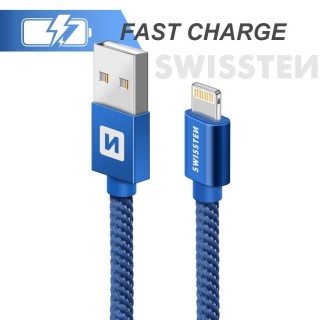 Swissten Textile Fast Charge 3A Lightning Кабель Для Зарядки и Переноса Данных 1.2m