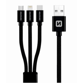 Swissten Textile Universal 3in1 USB-C / Lightning Data MFI / MircoUSB Cable / 1.2m
