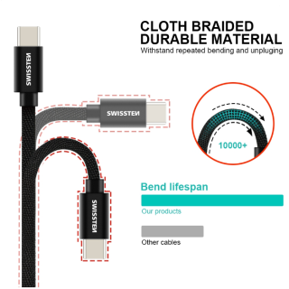 Swissten Textile Fast Charge 3A Lightning Data and Charging Cable 3m