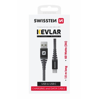 Swissten Kevlar Kabelis USB / USB-C / 1.5m / 60w