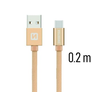 Swissten Textile Universal Quick Charge 3.1 USB-C Data and Charging Cable 20 cm