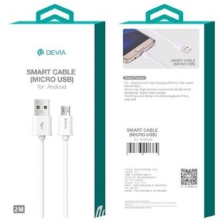 Devia Smart Universāls Micro USB Datu un Uzlādes Kabelis 2.0m Balts
