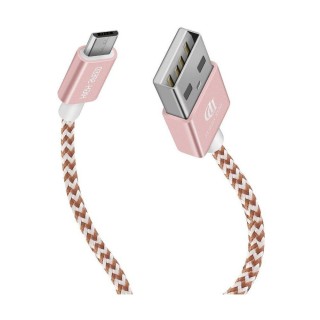 Dux Ducis KII Premium Micro USB Material Datu un Uzlādes Kabeļu Komplekts  No Izturīga Materiāla 100 cm + 20 cm Rozā