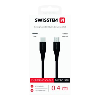 Swissten Basic Universāls Quick Charge 3.1 USB-C uz Micro USB Uzlādes Kabelis 0.4m