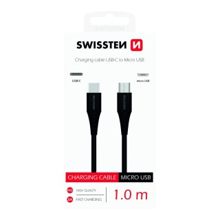 Swissten Basic Universāls Quick Charge 3.1 USB-C uz Micro USB Uzlādes Kabelis 1m