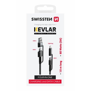 Swissten Kevlar Cable 4in1 / 3A / 1.5m