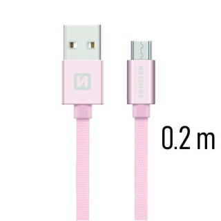 Swissten Textile Quick Charge Universal Micro USB Data and Charging Cable 0.2m