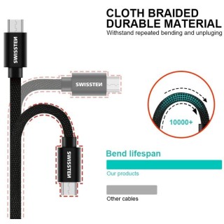 Swissten Textile Universal Micro USB Data and Charging Cable 1.2m