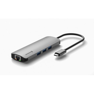 Swissten USB-C Hub 8in1 with 3X USB 3.0 / 1X USB-C Power Delivery / 1X microSD / 1X SD / 1x HDMI 4K / 1x LAN RJ45 / Aluminum body