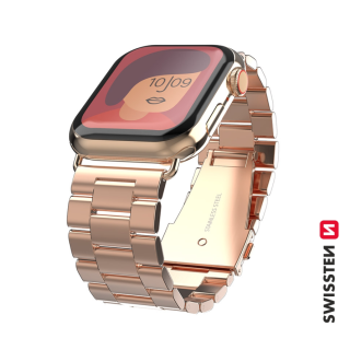Swissten Металлический ремешок для Apple Watch 1/2/3/4/5/6 / SE / 42 мм / 44 мм / золотая