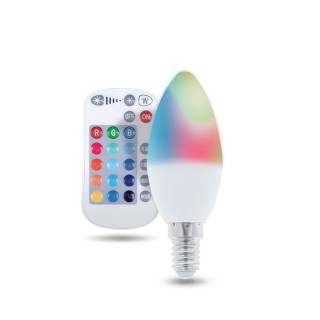 Forever Light E14 LED Bulb C37 / 5W / 250 lm / 3000K / RGB / RC / White