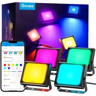 Govee H7060 RGBIC LED Viedā prožektora komplekts IP65 / Bluetooth/ Wi-Fi / 4gab.