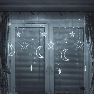 RoGer LED Lights Curtains Moon and Stars 2,5m / 138LED White-cold