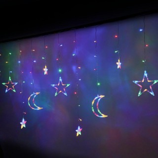 RoGer LED Lights Curtains Stars and Moon 2,5m / 138LED Multicolor