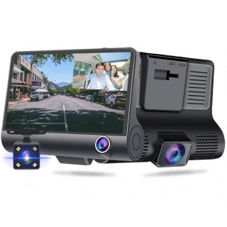 RoGer 3in1 Car video recorder with integrated front / rear / inside camera /  Full HD / 170 degree view