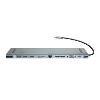 Baseus CATSX-G0G 10in1 Dok Stacija Priekš MacBook / 2 x HDMI / 3 x USB 3.0 / USB-C / RJ45 / SD / Micro SD / VGA / PD