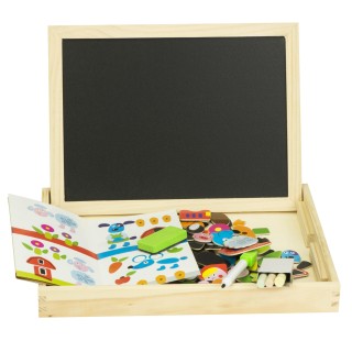 RoGer Double-sided Magnetic Wooden Board with Puzzle