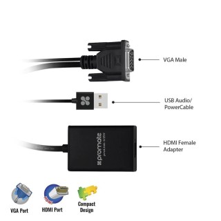 PROMATE proLink-V2H VGA to HDMI Converter / USB Audio