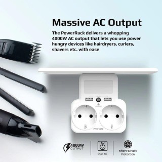 PROMATE PowerRack Wall charger LED / 2x USB 12W / 2x EU PLUG