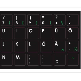 Mocco Наклейки для Клавиатуры ENG / EE С Водостойким Ламинатом Черные / Зеленые