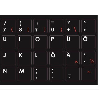 Mocco Наклейки для Клавиатуры ENG / EE С Водостойким Ламинатом Черные / Красные