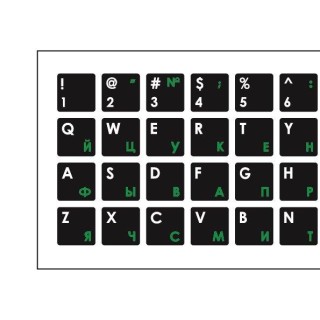 Mocco Keyboard Sticks ENG / RU With Laminated Waterproof Level White / Green