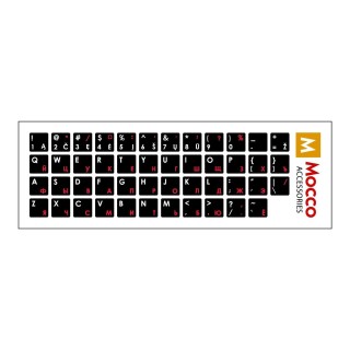 Mocco Keyboard Sticks LT / ENG / RU With Laminated Waterproof Level White / Red