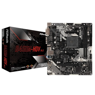 ASRock B450M-HDV R4.0 AMD AM4 MATX 2xDDR4 1xM.2 Motherboard